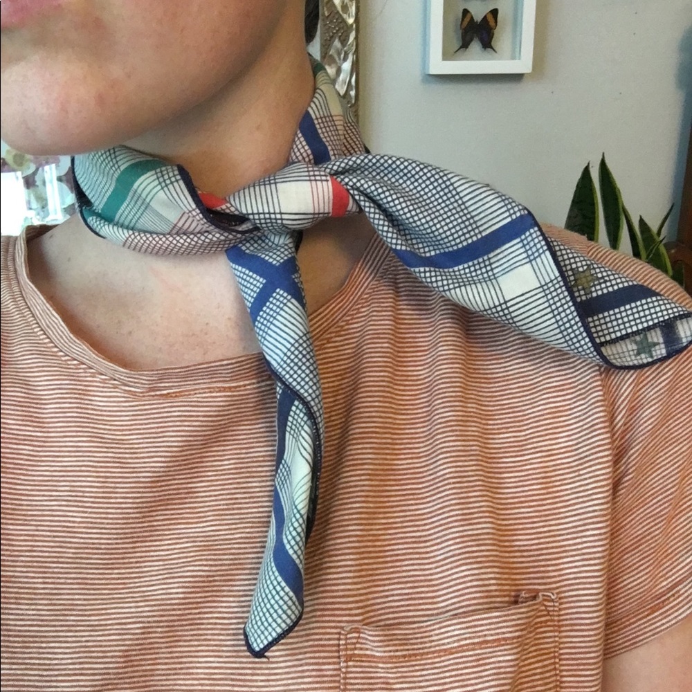 VINTAGE • blue red green gold star scarf bandana
